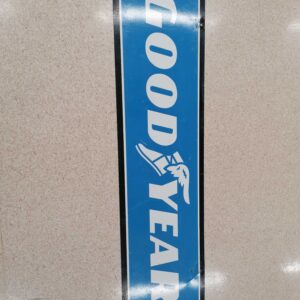 Goodyear kaksipuoleinen kyltti 1982 vuosiluku/ Vintage 2-Sided Metal Goodyear Tires Sign year 1982
